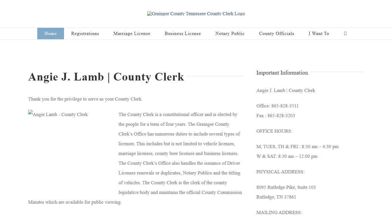 Grainger County Tennessee County Clerk