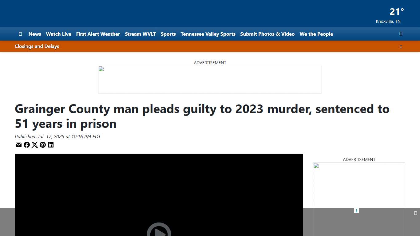 Grainger County man pleads guilty to 2023 murder, sentenced to 51 years in prison