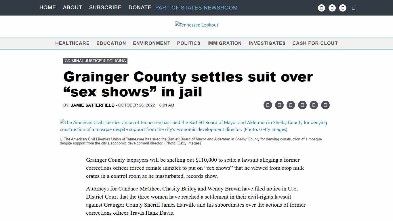Grainger County settles suit over "sex shows" in jail • Tennessee Lookout